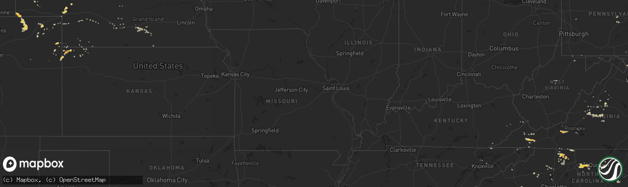 Hail map on August 14, 2011