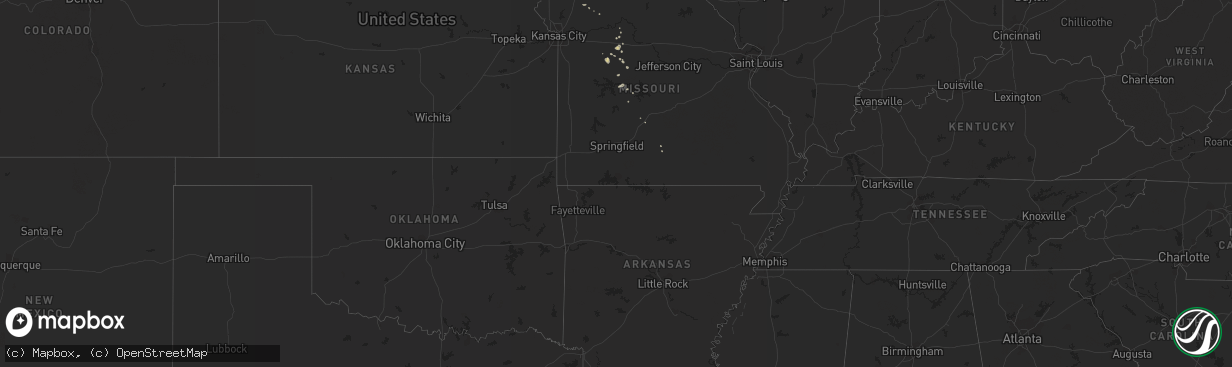 Hail map on August 15, 2011