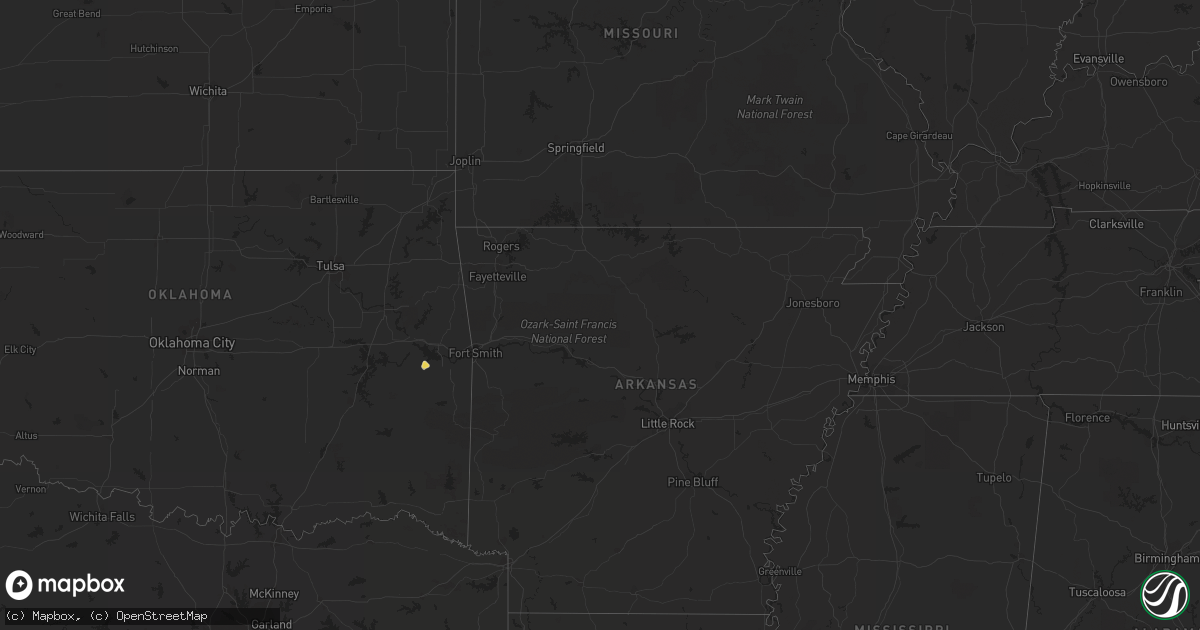 Hail map on August 15, 2012