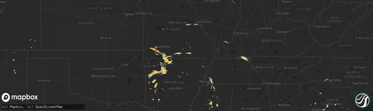 Hail map on August 20, 2011