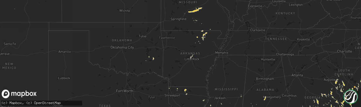 Hail map on August 22, 2011