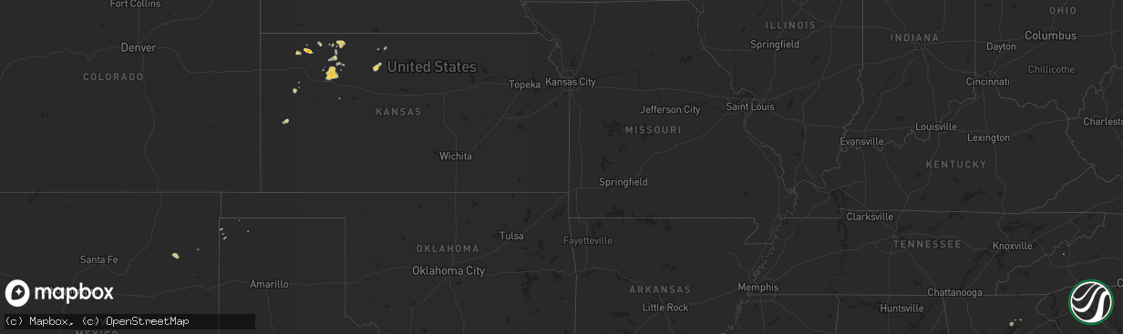 Hail map on August 23, 2012