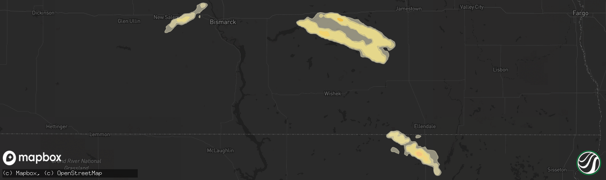 Hail map in Tappen, ND on August 27, 2012