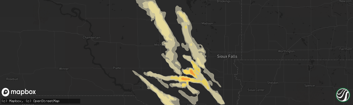 Hail map in Tyndall, SD on August 28, 2011