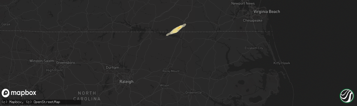 Hail map in Skippers, VA on September 6, 2017