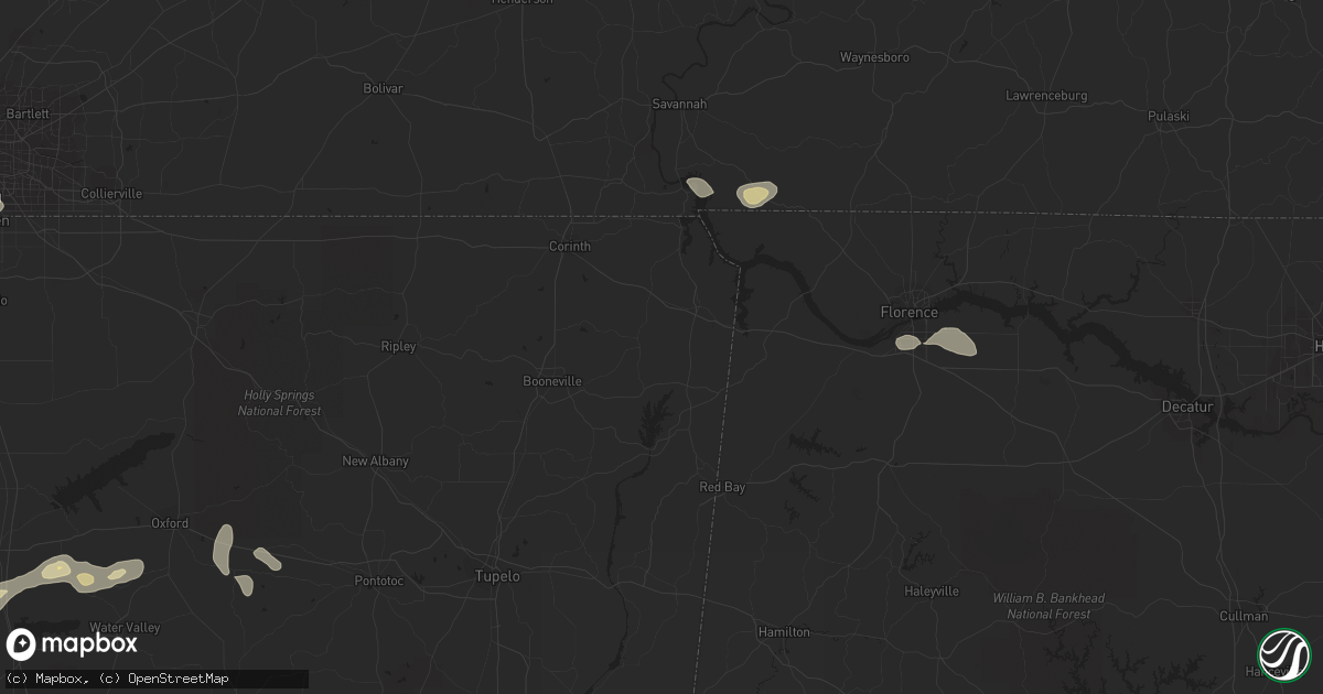 Hail map in Manchester, TN on September 6, 2022