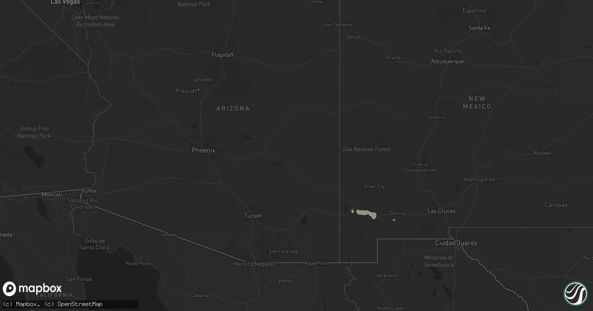 Hail map in Arizona on September 15, 2019