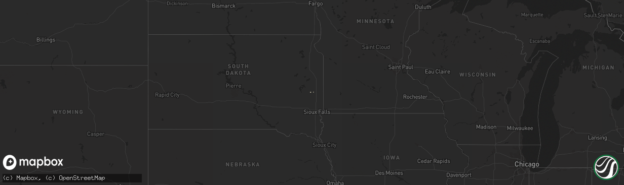 Hail map in South Dakota on September 16, 2012