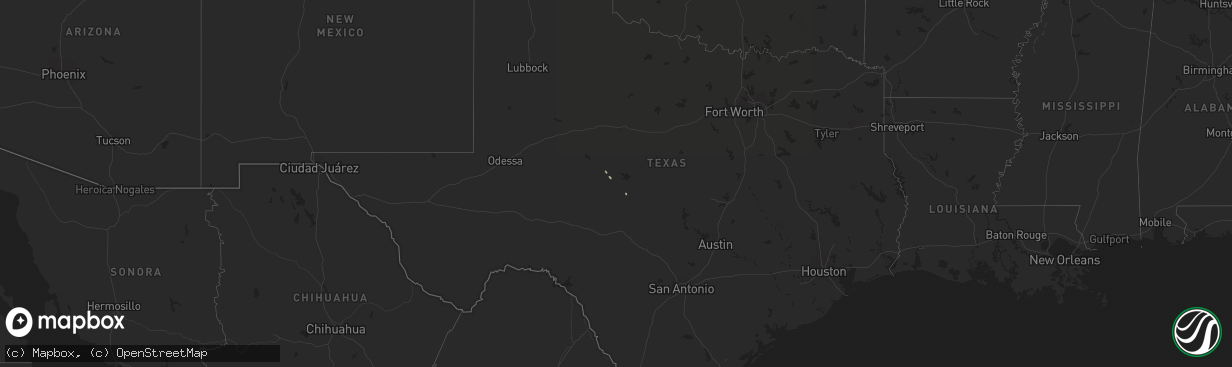Hail map in Texas on September 18, 2012