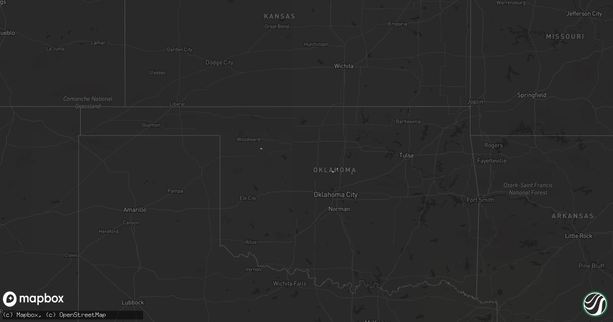 Hail map in Oklahoma on September 19, 2015
