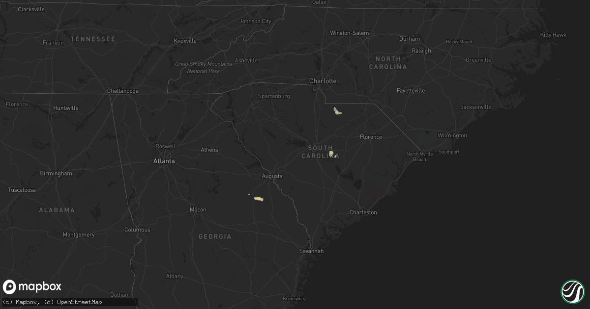Hail map in South Carolina on September 21, 2015
