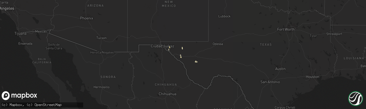 Hail map in Texas on September 24, 2015