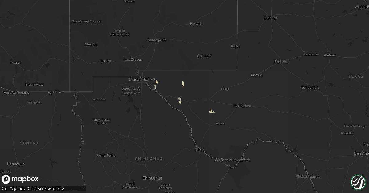 Hail map in Texas on September 24, 2015