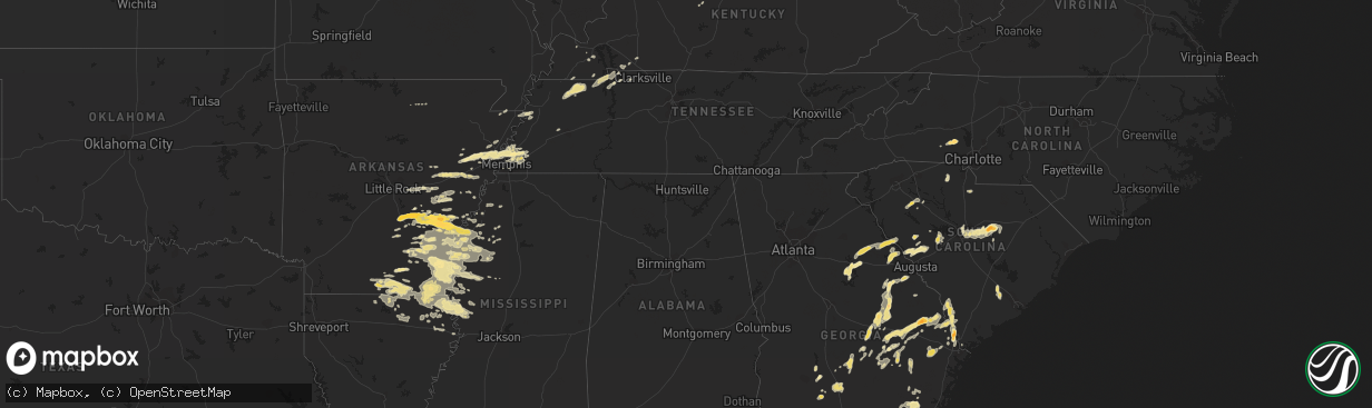 Hail map in Tennessee on September 25, 2011