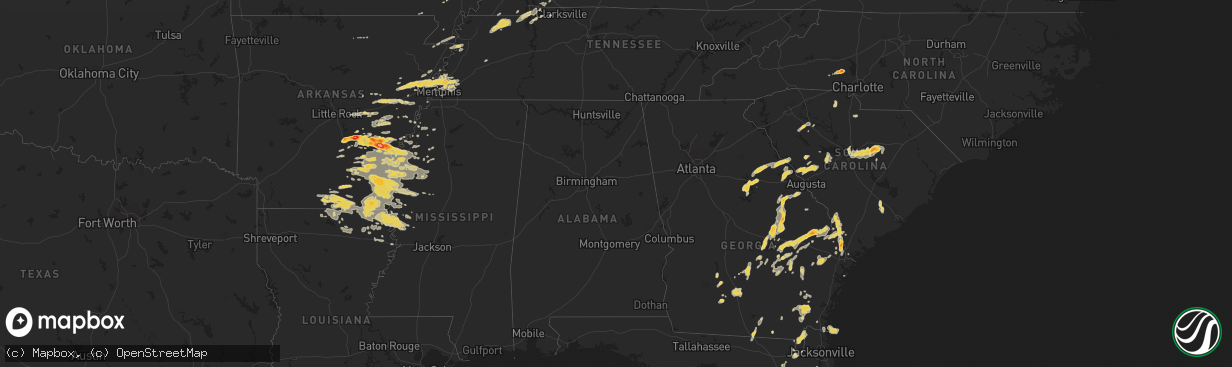 Hail map on September 25, 2011