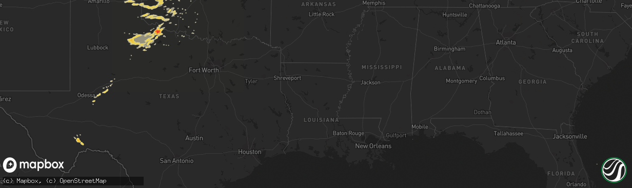 Hail map on September 25, 2012