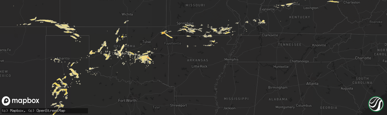 Hail map in Arkansas on September 26, 2012