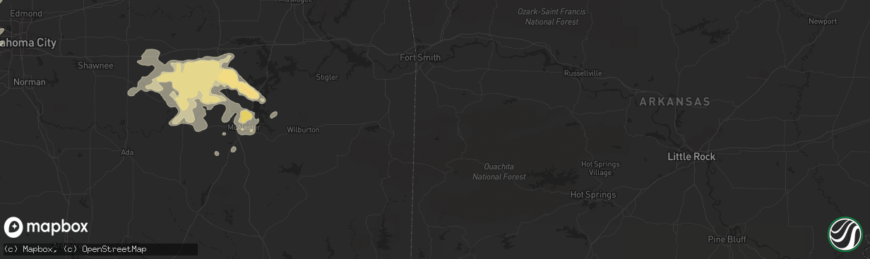 Hail map in El Reno, OK on September 26, 2012