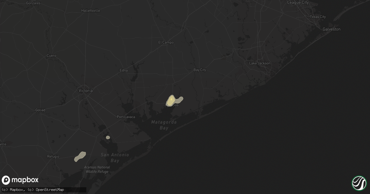 Hail map in Palacios, TX on September 26, 2015