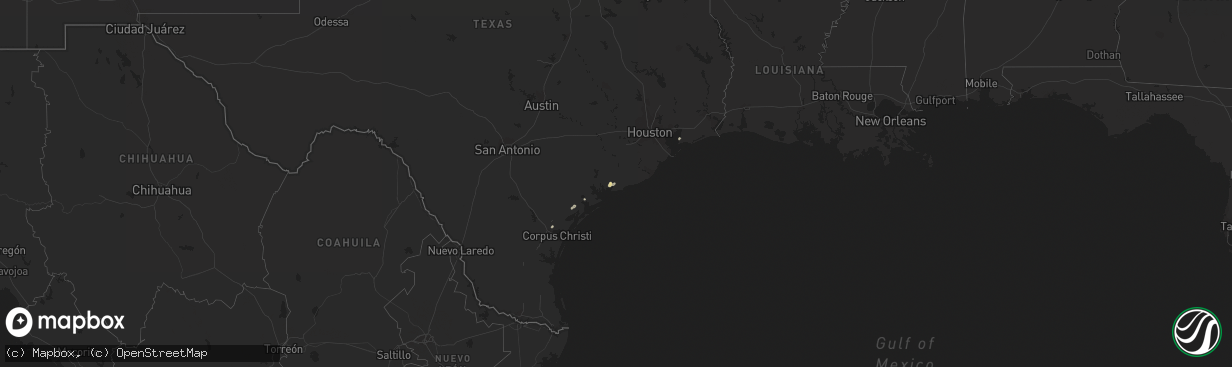 Hail map in Texas on September 26, 2015