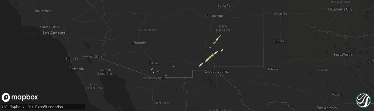 Hail map in New Mexico on September 26, 2021
