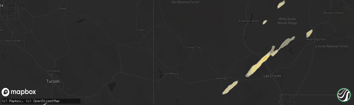 Hail map in Tumacacori, AZ on September 26, 2021