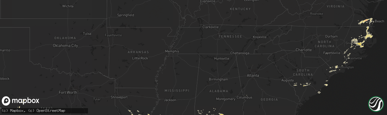 Hail map in Georgia on September 28, 2011