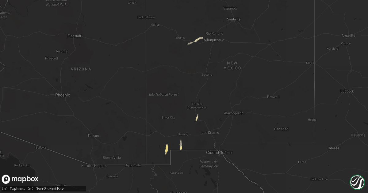 Hail map in New Mexico on September 28, 2017