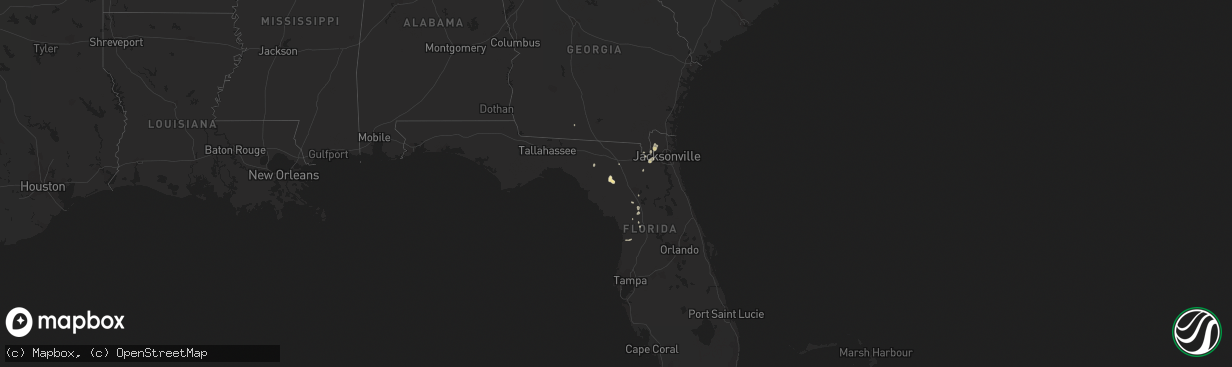 Hail map in Florida on September 28, 2018