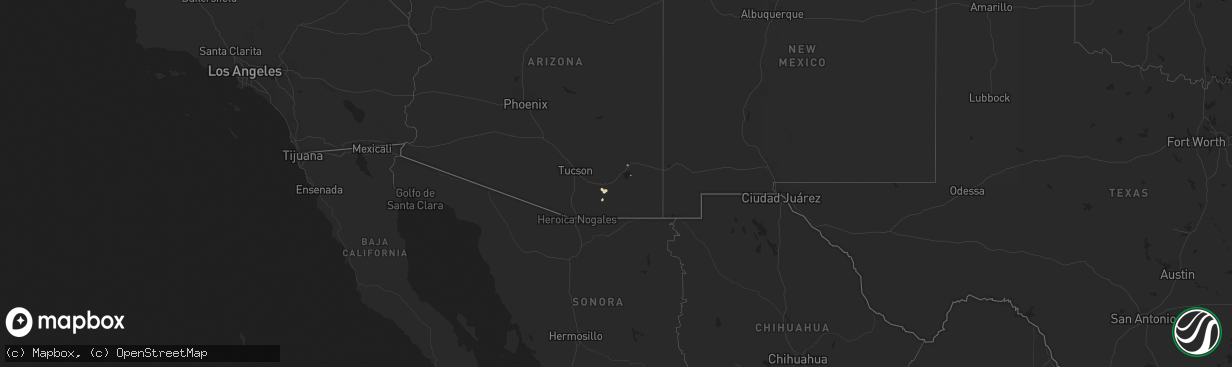 Hail map in Arizona on October 2, 2011