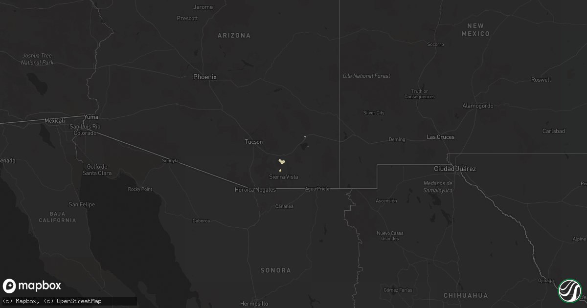 Hail map in Arizona on October 2, 2011