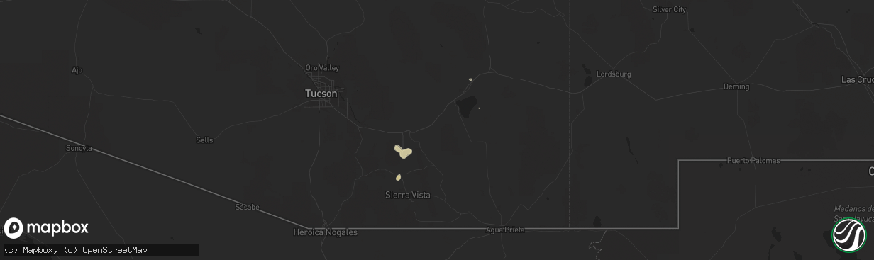 Hail map in Huachuca City, AZ on October 2, 2011