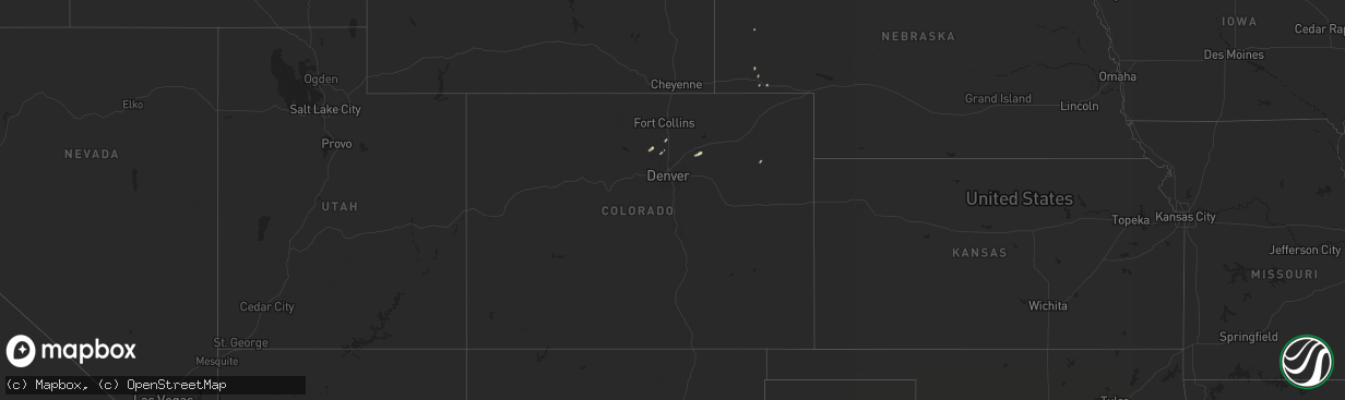 Hail map in Colorado on October 2, 2015