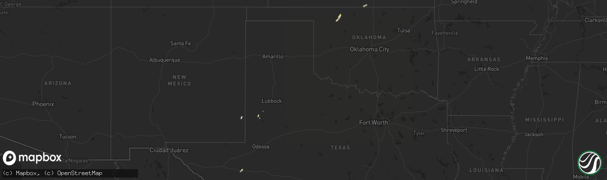 Hail map in Oklahoma on October 2, 2019