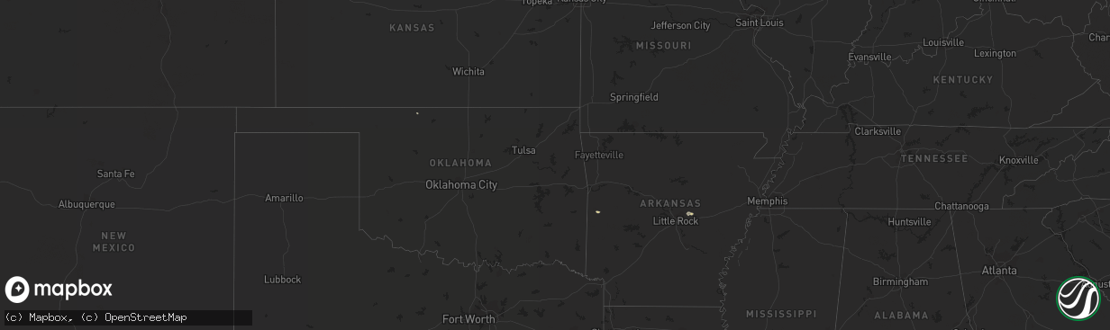 Hail map in Arkansas on October 2, 2021