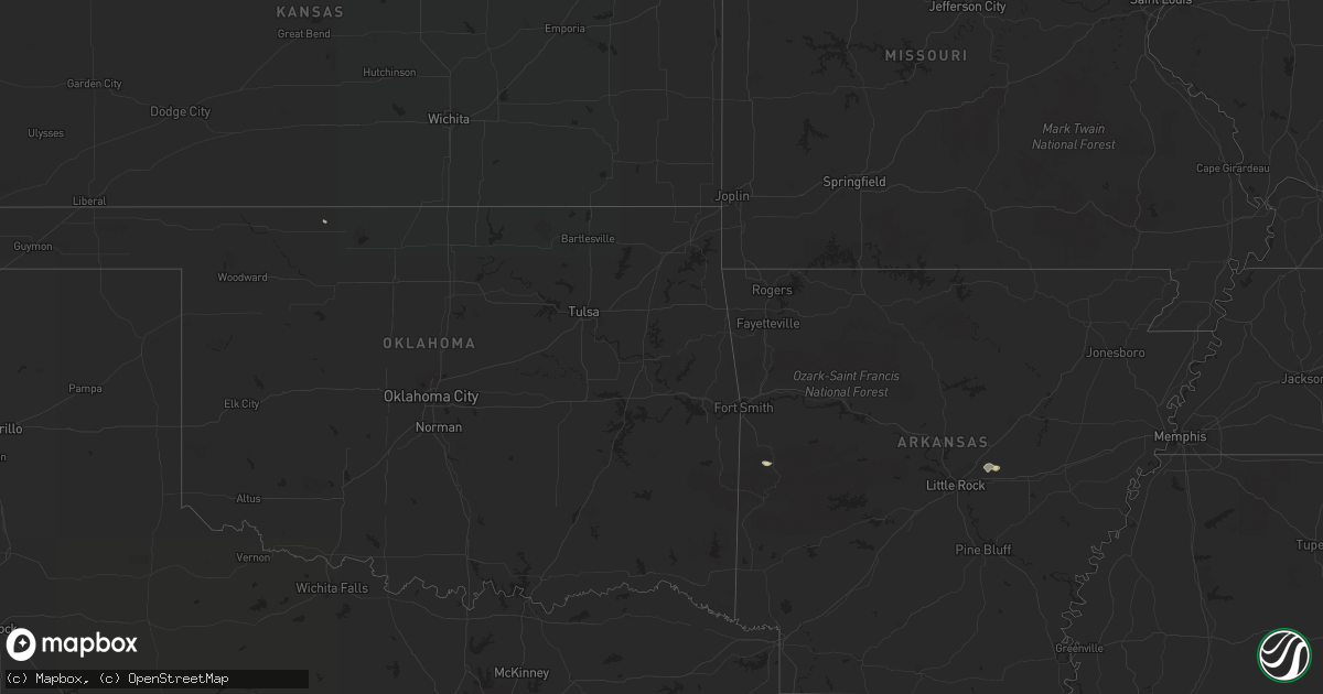 Hail map in Oklahoma on October 2, 2021