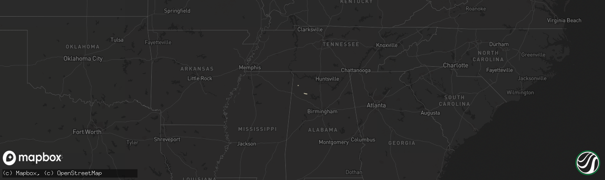 Hail map in Alabama on October 3, 2021