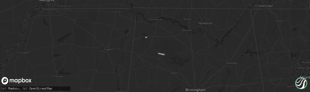 Hail map in Haleyville, AL on October 3, 2021