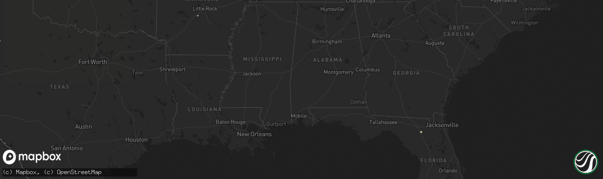 Hail map in Florida on October 5, 2012