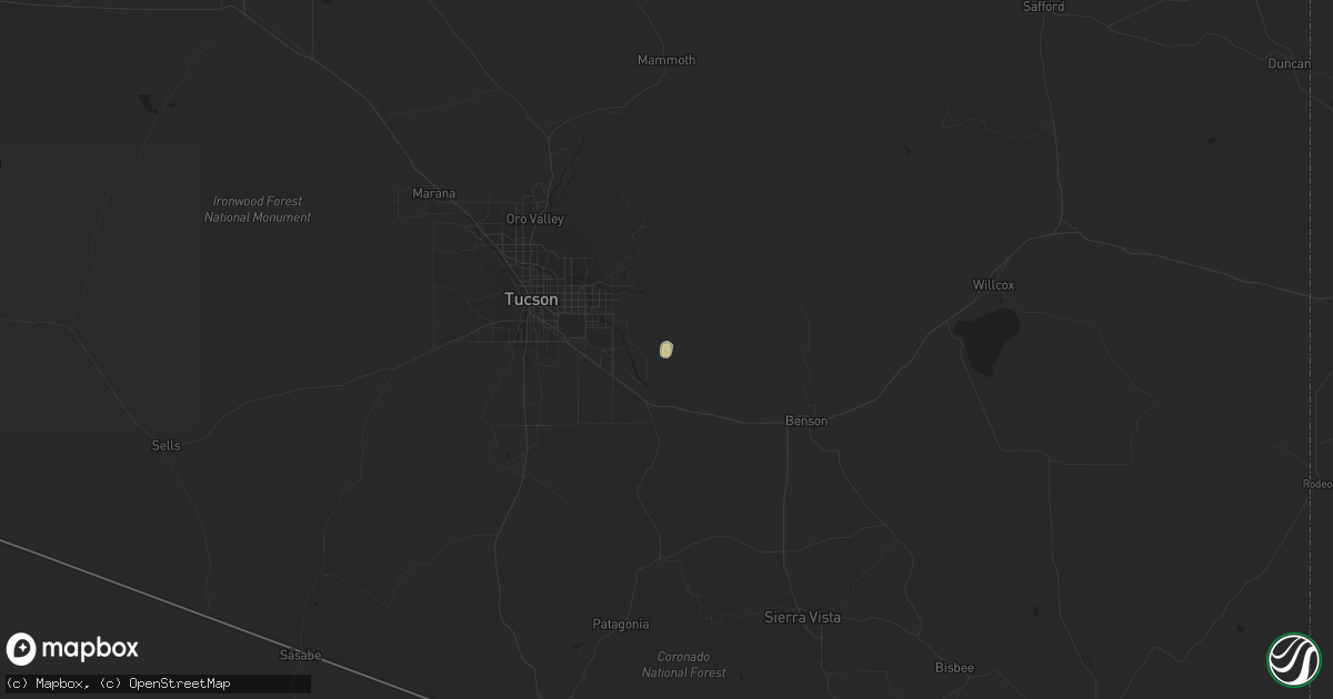 Hail map in Tucson, AZ on October 5, 2022