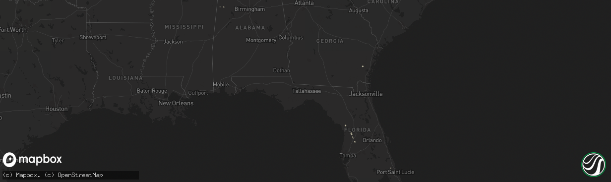 Hail map in Florida on October 6, 2012