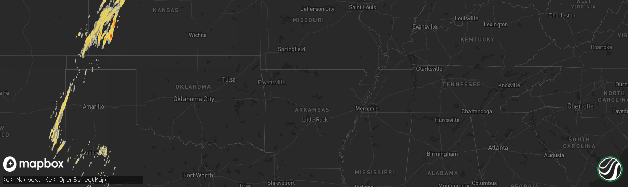 Hail map on October 7, 2011