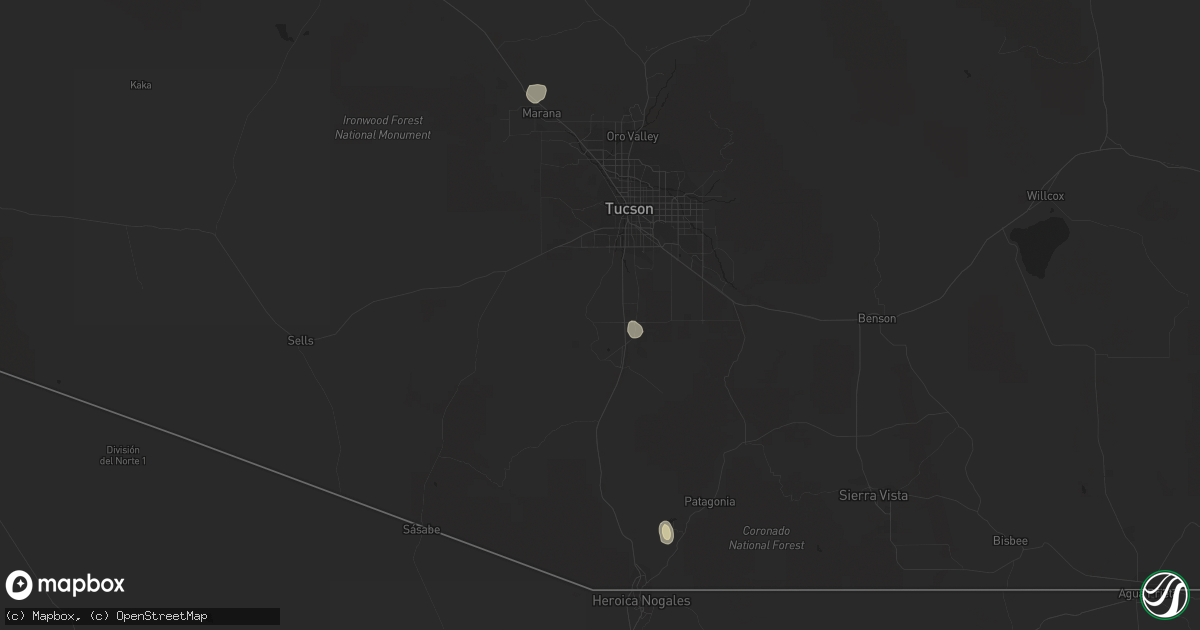 Hail map in Nogales, AZ on October 7, 2022