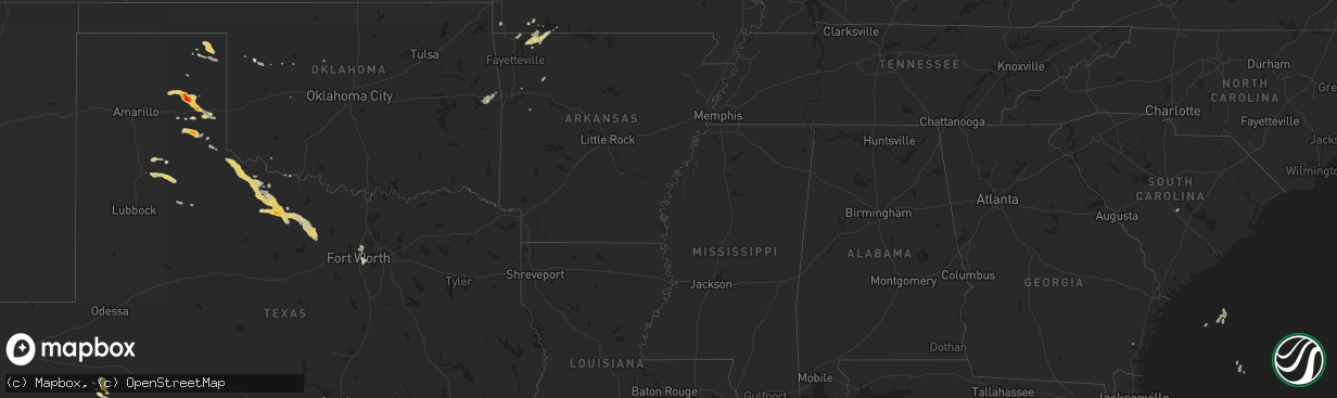 Hail map on October 11, 2011
