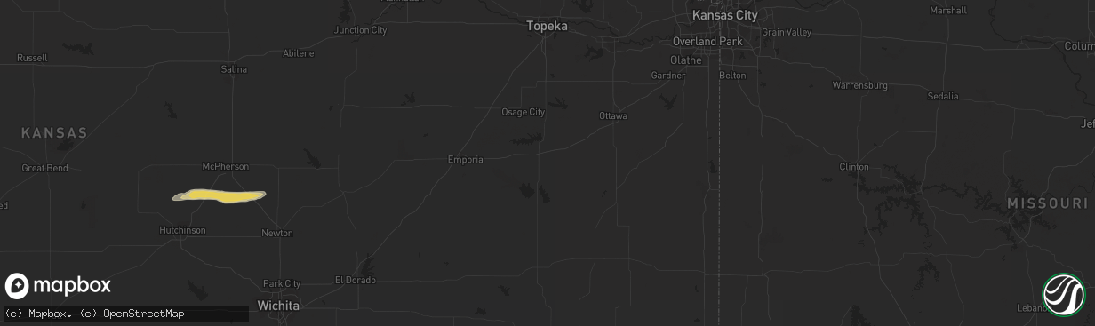 Hail map in Moundridge, KS on October 11, 2016
