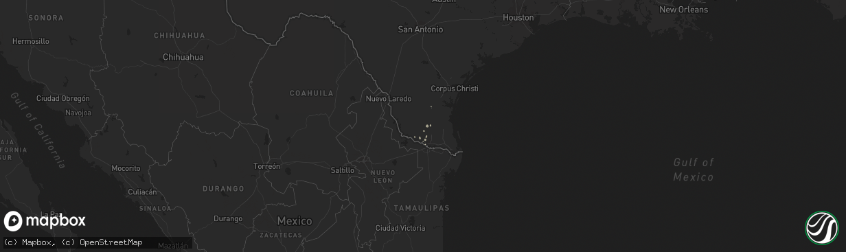 Hail map in Texas on October 13, 2015