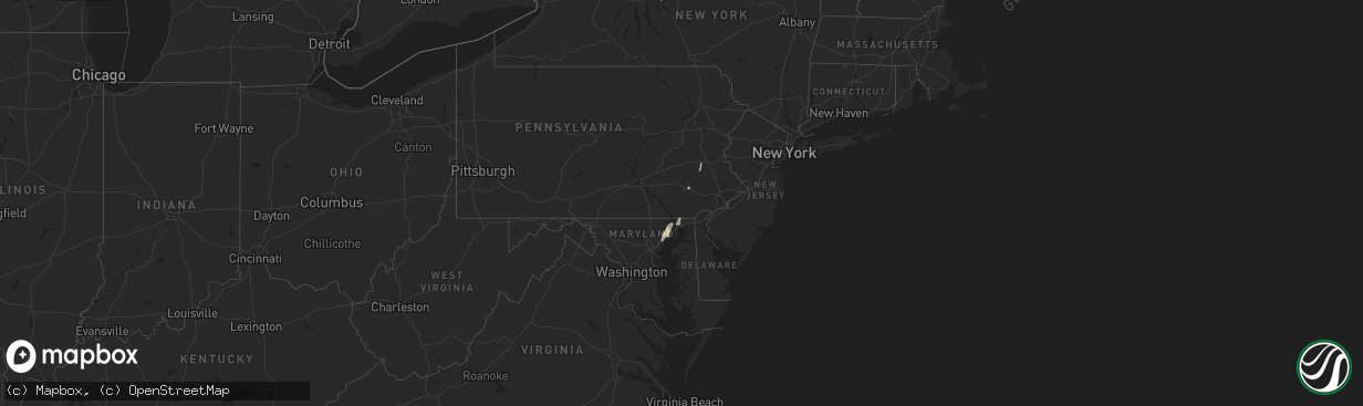 Hail map in Maryland on October 14, 2011