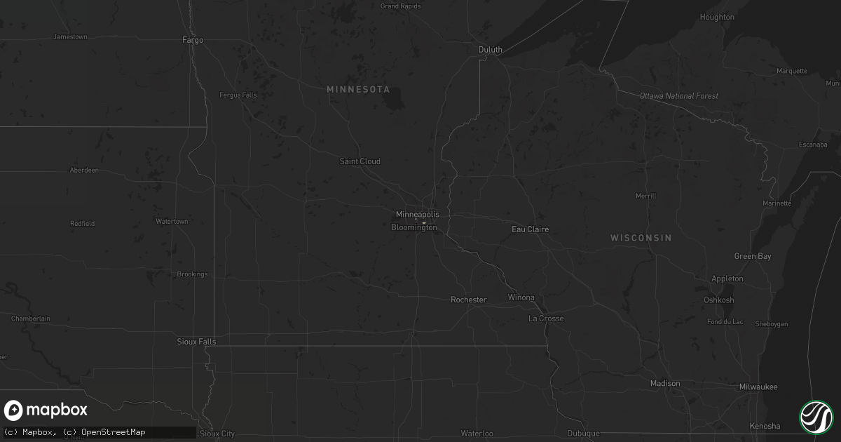 Hail map in Minnesota on October 14, 2019