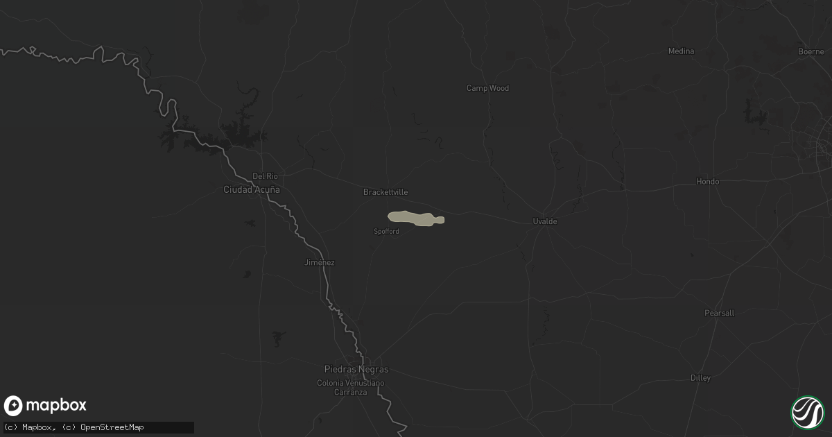 Hail map in Brackettville, TX on October 15, 2013