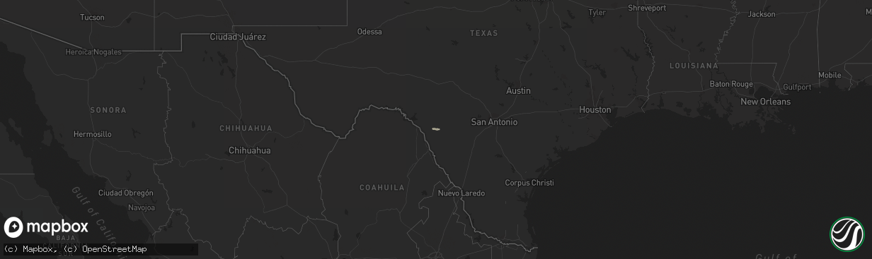 Hail map in Texas on October 15, 2013